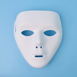 Anonymous mask isolated on a blue background