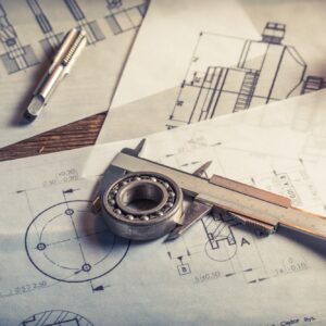 Vintage mechanical engineer desk at the university